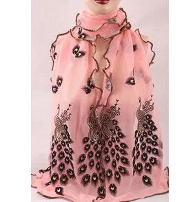 Women Lady's 7 Colors Silk Scarves Chiffon Transparent Long Soft Wrap Shawl Stole Peacock Scarf 190*40CM SM6