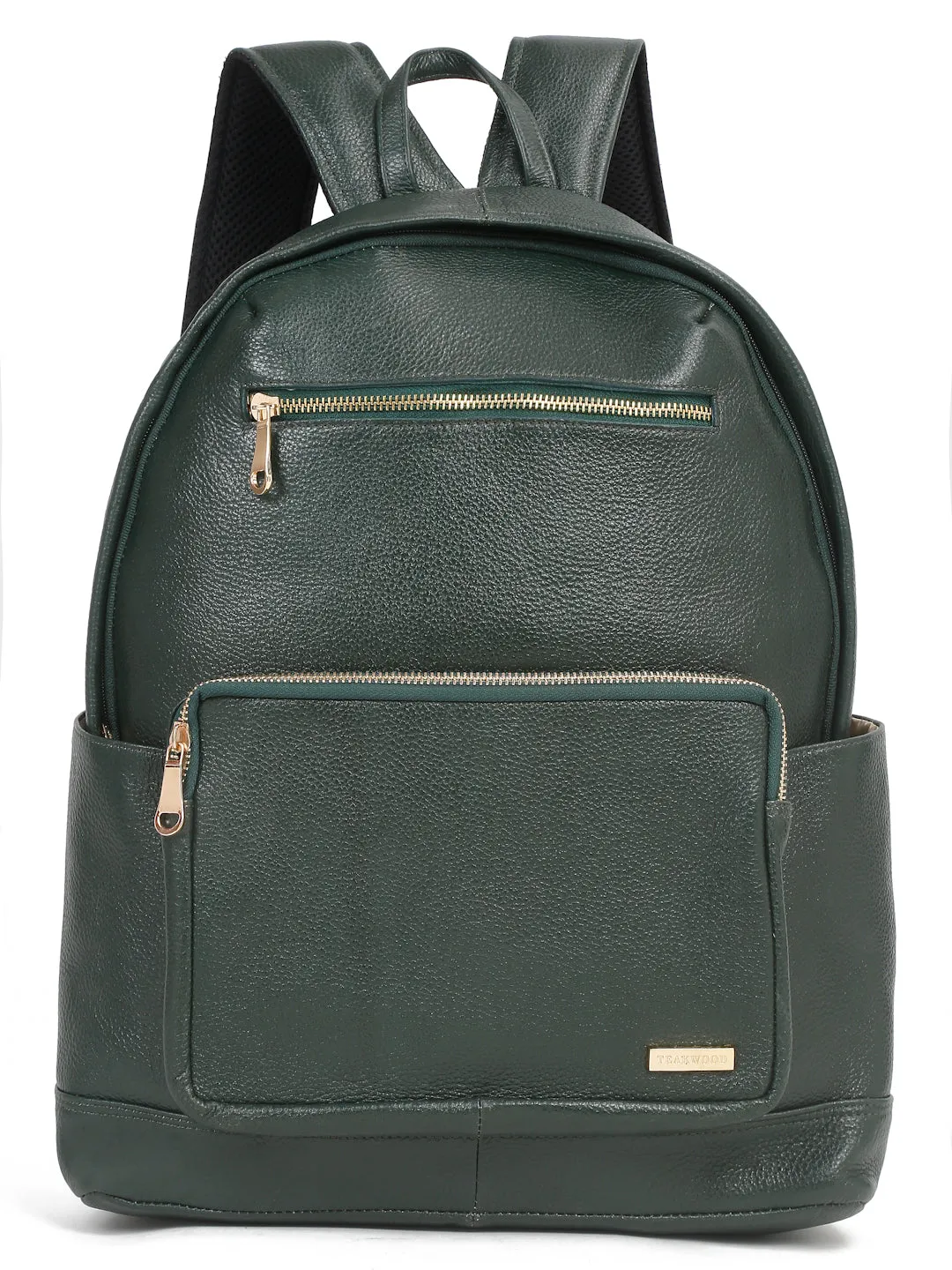 Women's GREEN textured Leather backpack