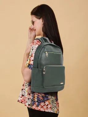 Women's GREEN textured Leather backpack