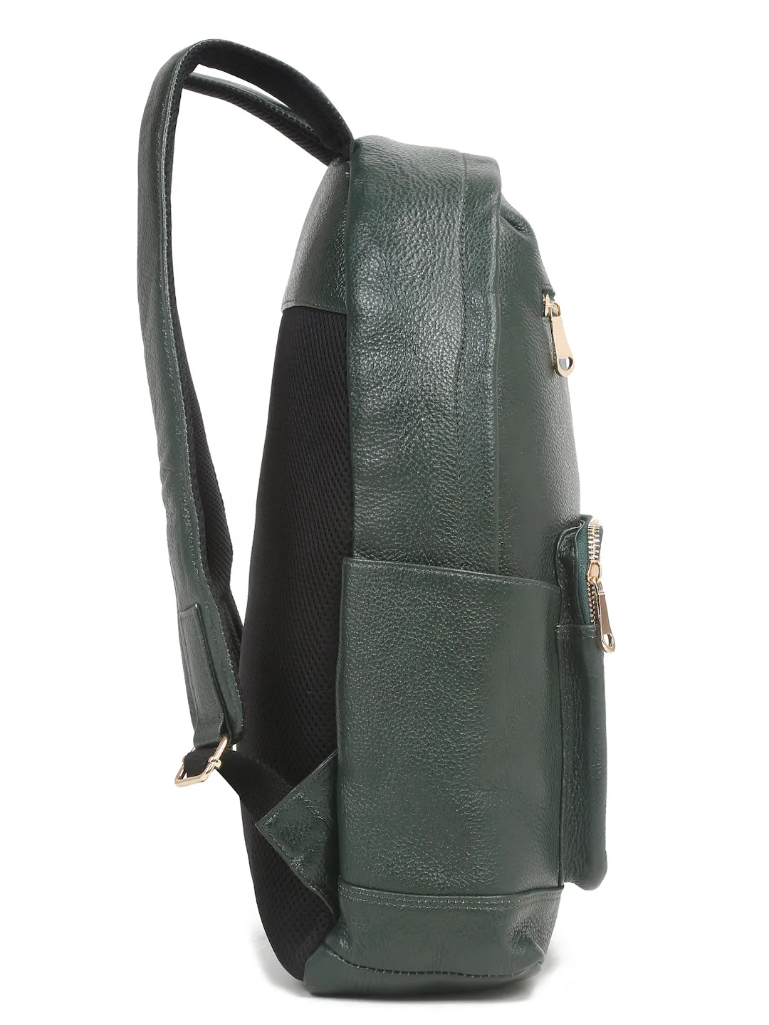 Women's GREEN textured Leather backpack