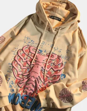 Y2K Skeleton Puff Print Hoodie