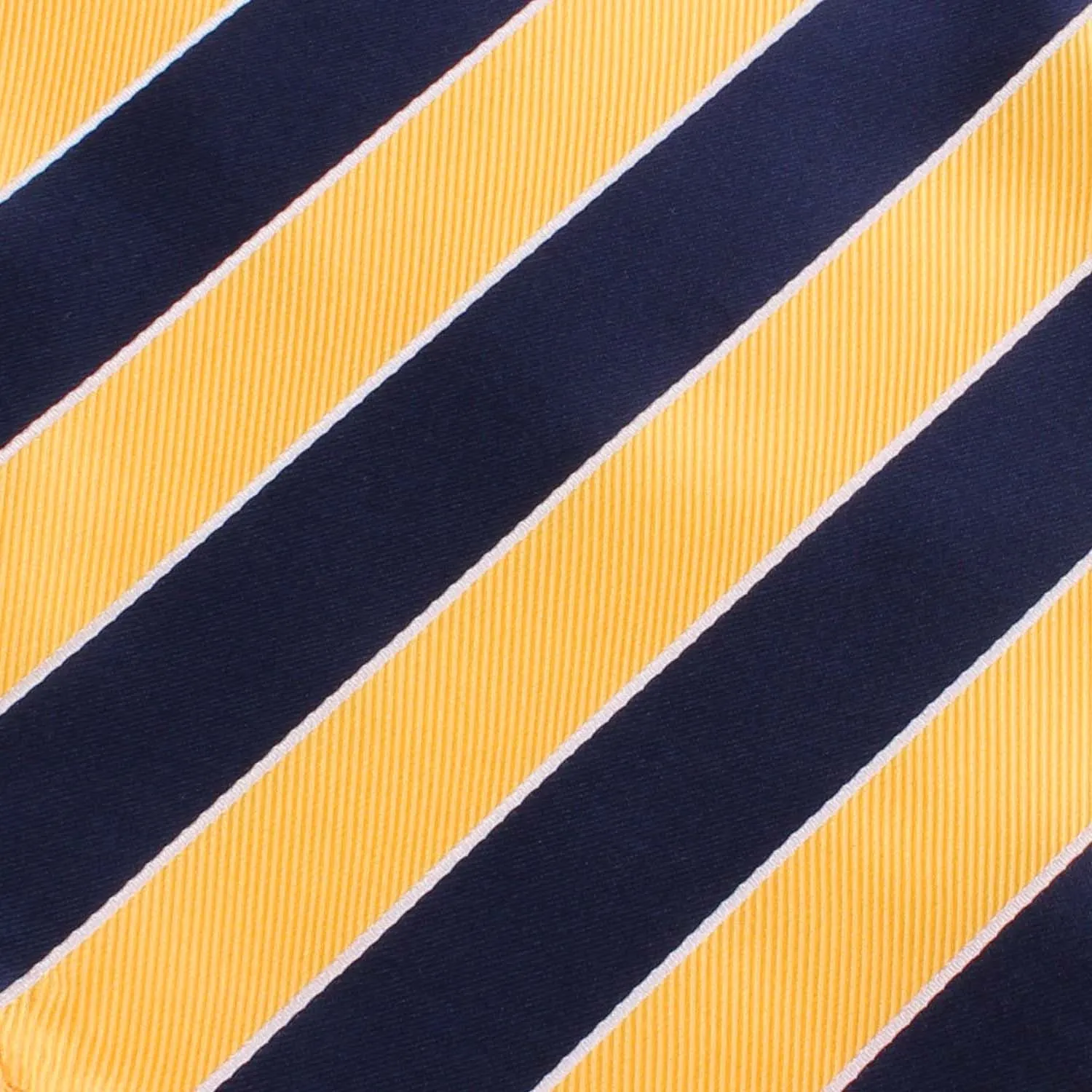 Yellow and Navy Blue Striped Pocket Square