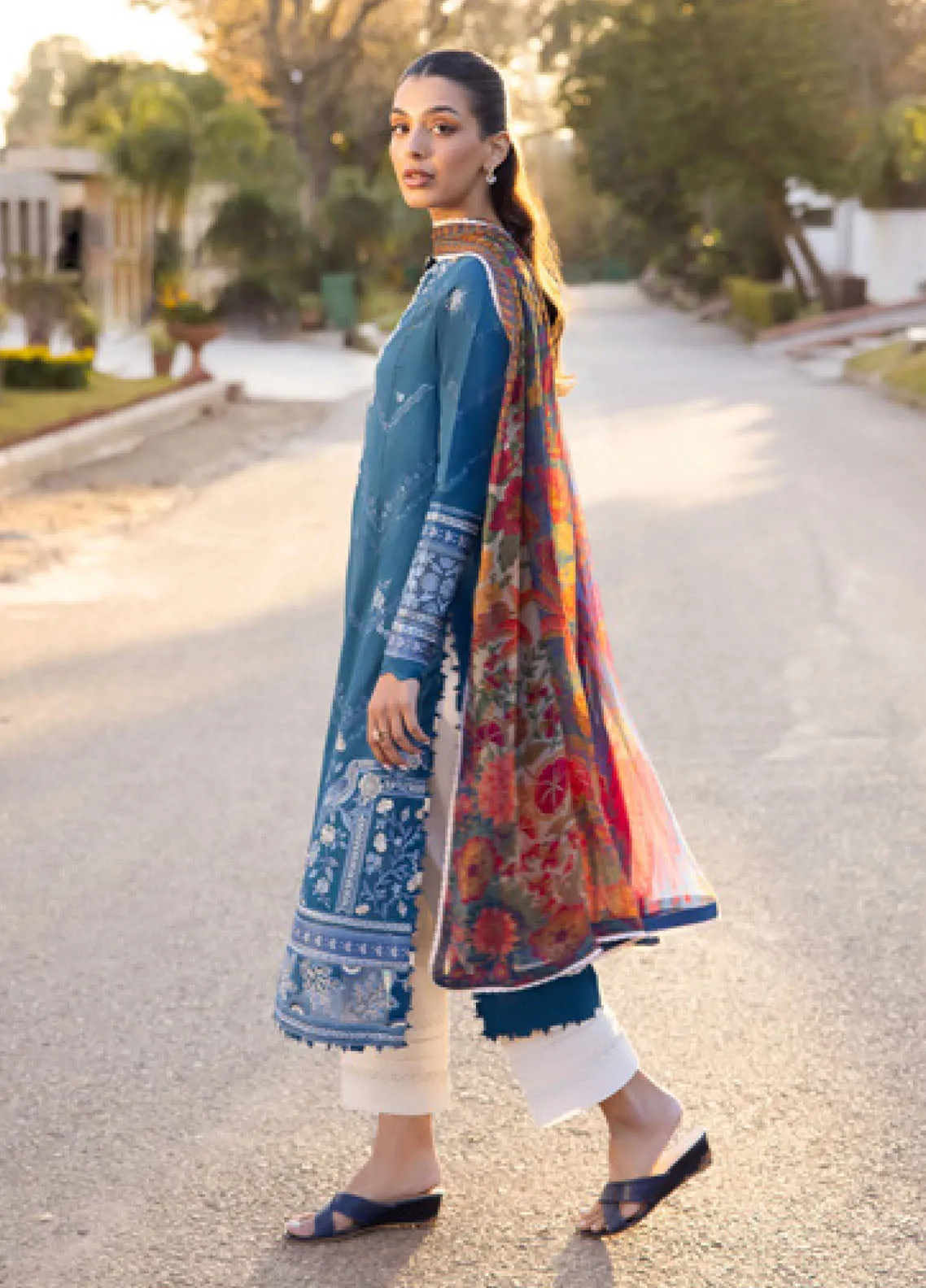 Zaha By Khadija Shah Embroidered Lawn 3 Piece Unstitched Suit ZH24EL D-5B