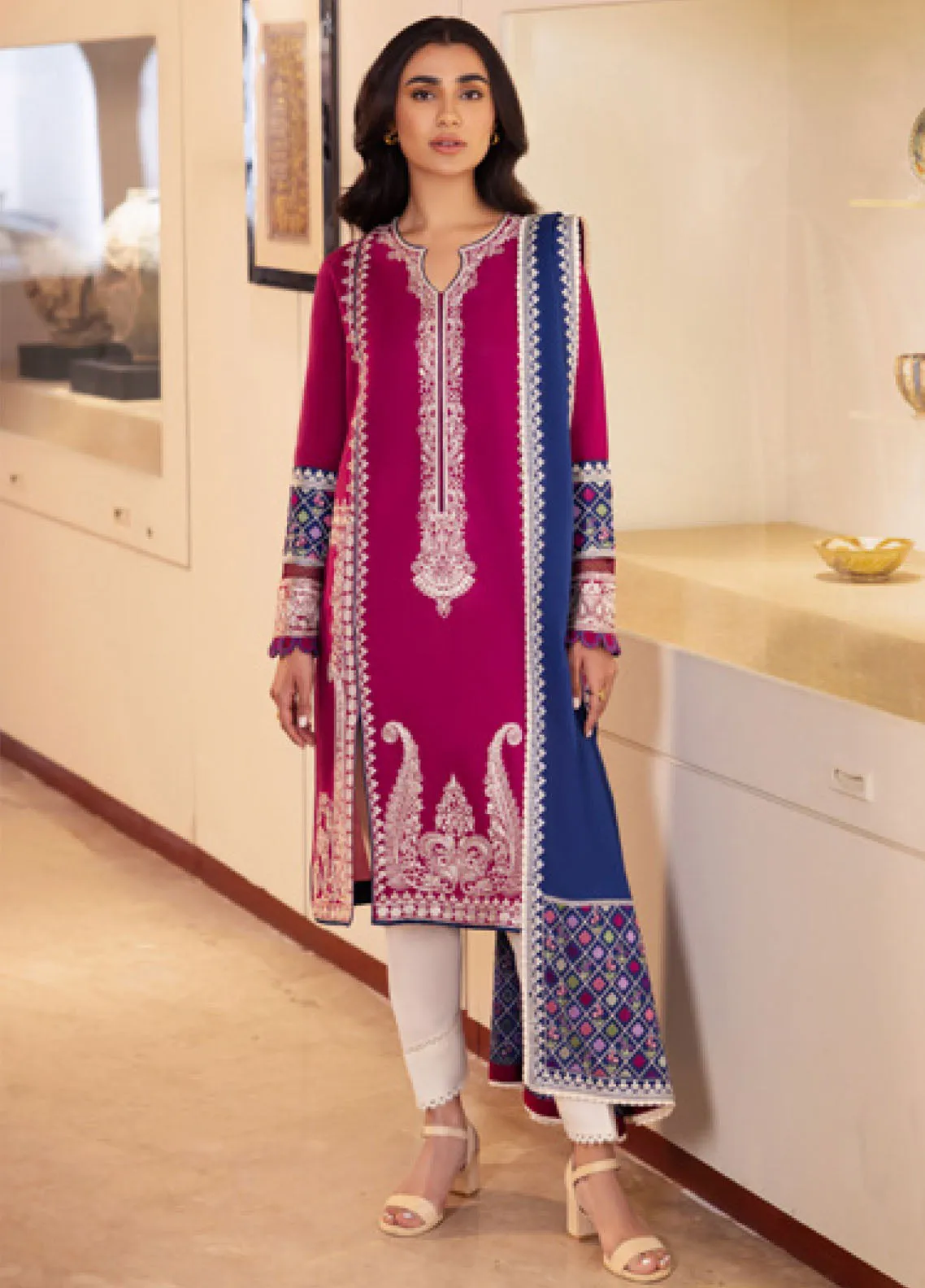 Zaha By Khadija Shah Embroidered Lawn 3 Piece Unstitched Suit ZH24EL D-6B