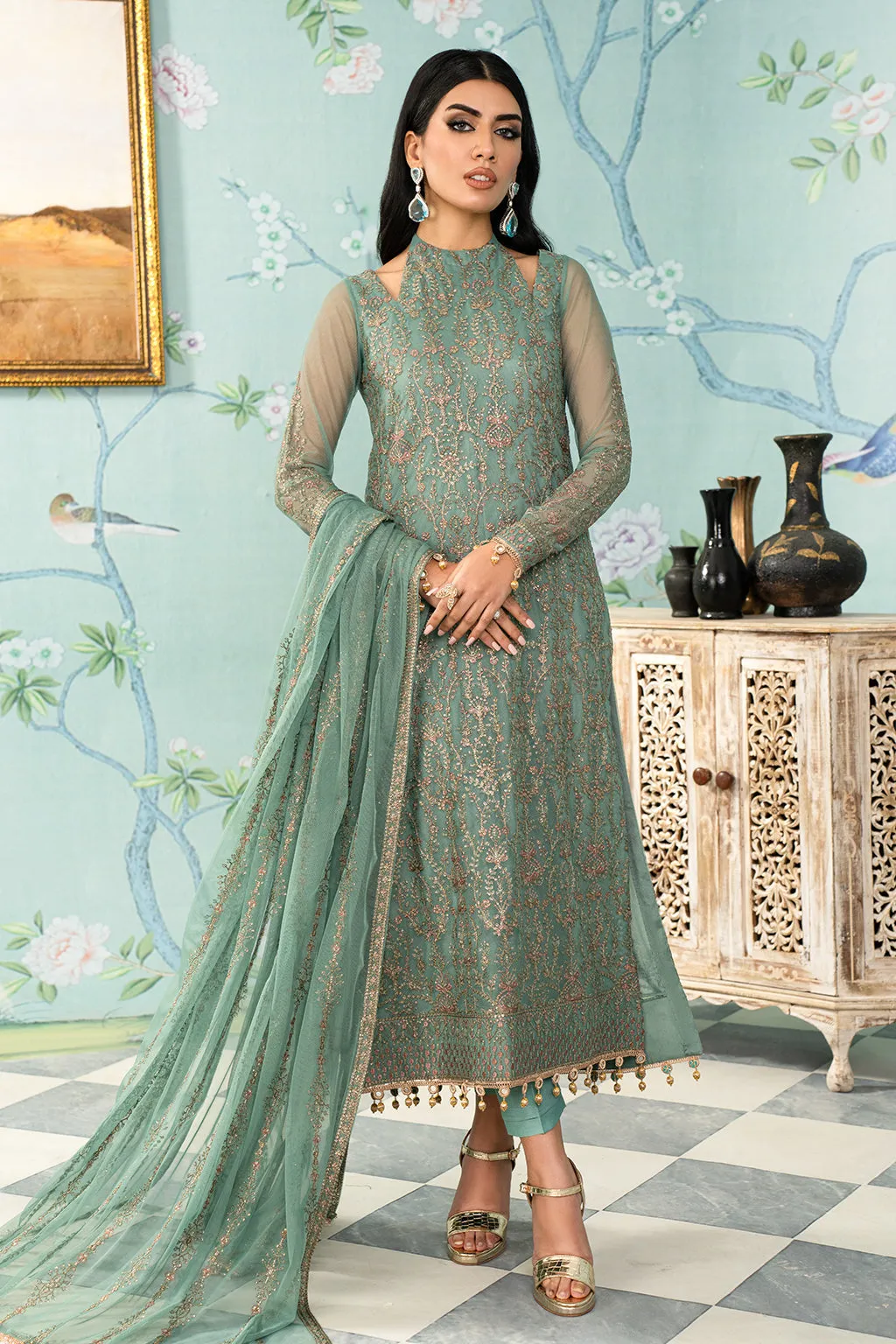 Zarif Afsanah Luxury Embroidered Net Unstitched 3Pc Suit ZAF 11 ABSHAAR