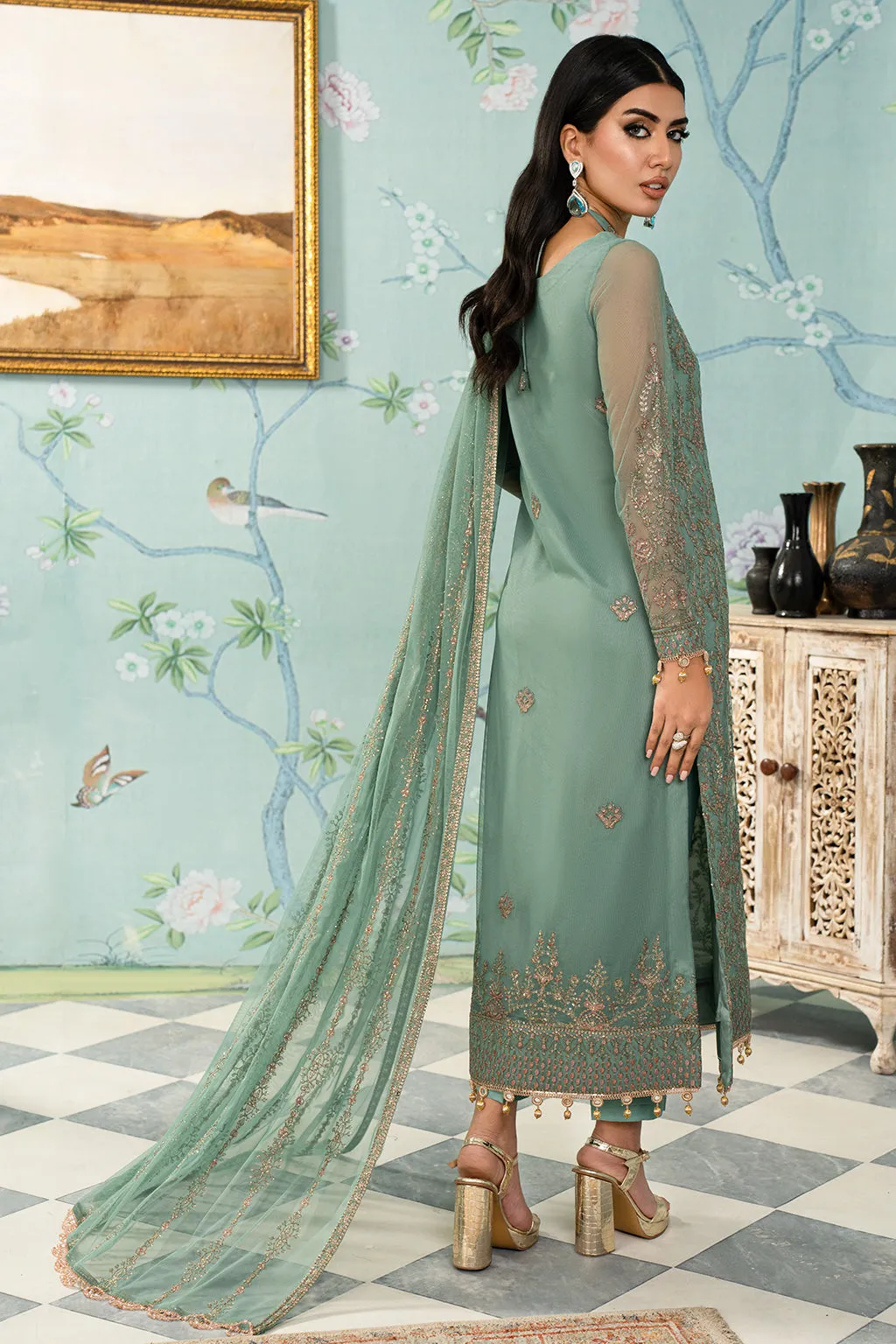 Zarif Afsanah Luxury Embroidered Net Unstitched 3Pc Suit ZAF 11 ABSHAAR