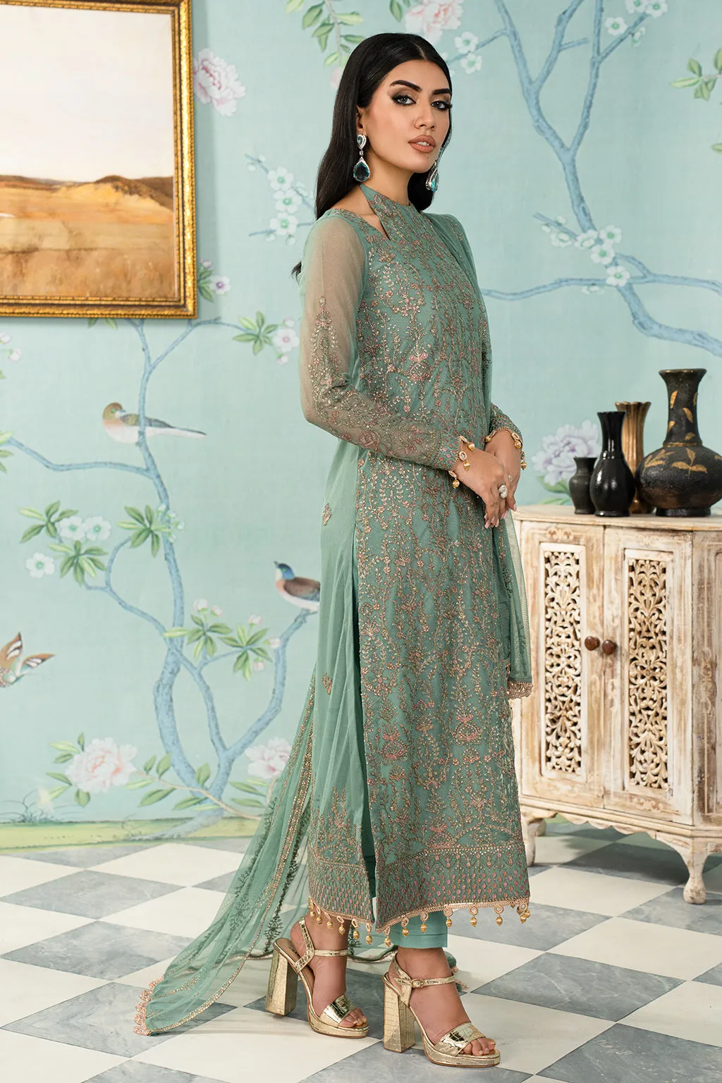 Zarif Afsanah Luxury Embroidered Net Unstitched 3Pc Suit ZAF 11 ABSHAAR