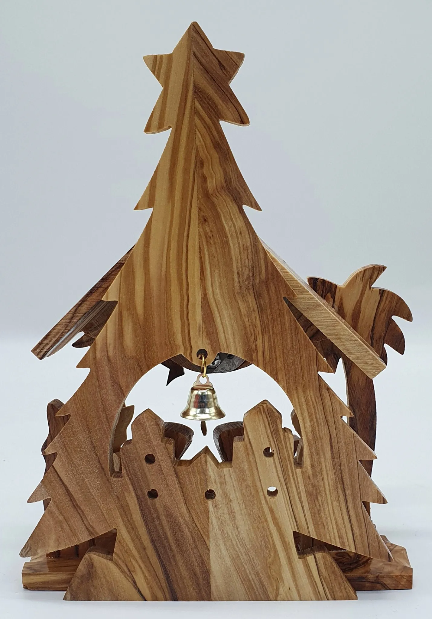 Zuluf Hand-Carved Nativity Set Scene with Bark Roof - Made In Bethlehem 8.4  REWRITE this tittle and make it sew optimized and a