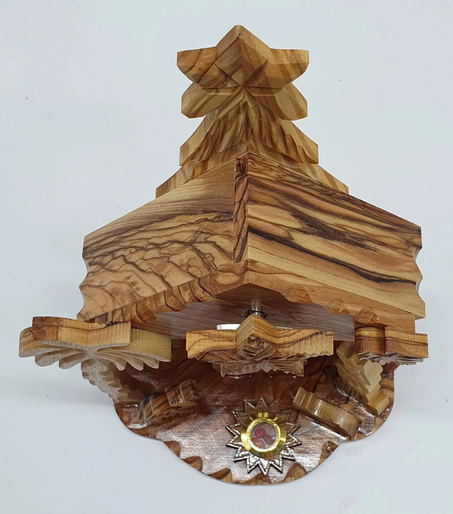 Zuluf Hand-Carved Nativity Set Scene with Bark Roof - Made In Bethlehem 8.4  REWRITE this tittle and make it sew optimized and a